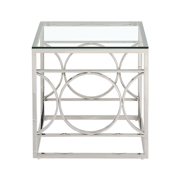 Metro Lane Asai Glass Top Frame End Table Wayfair.co.uk